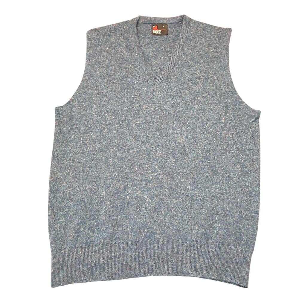 Vintage Robert Bruce Sweater Vest Large Blue V-Neck Grandpa Unionmade USA
